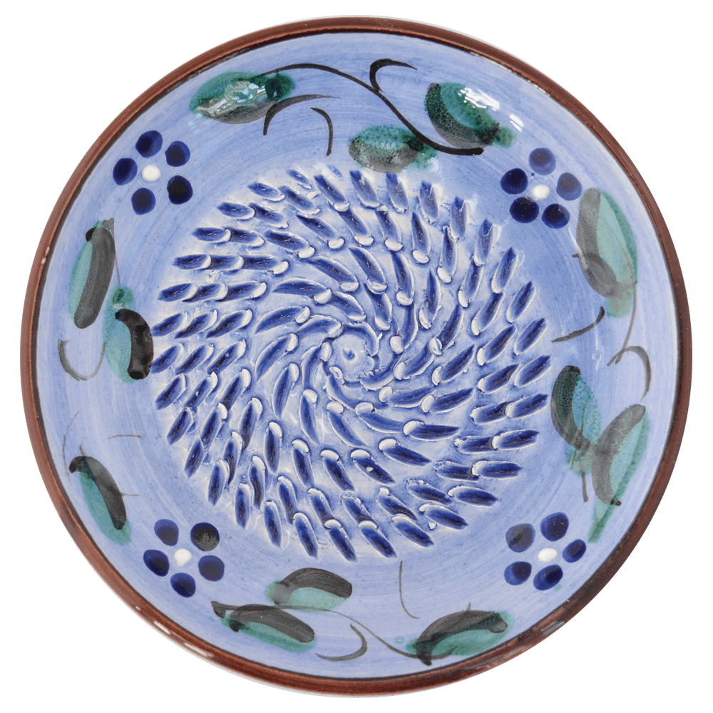 ELABORACION ARTESANAL Garlic Grater Zester Plate Spain Ceramica Espanola  Blue